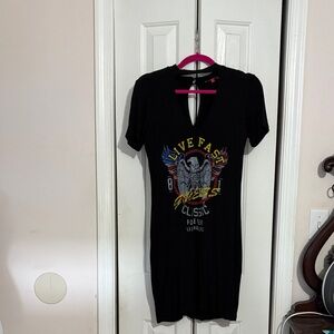 Guess Black Graphic Mini Dress
